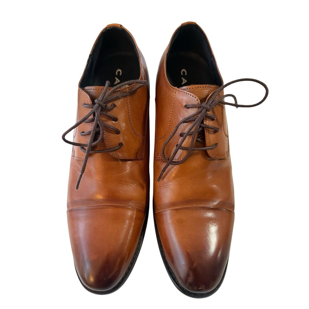 Calto Brown Leather Cap Toe Elevator Dress Shoes Men’s US 10 Height Oxfords